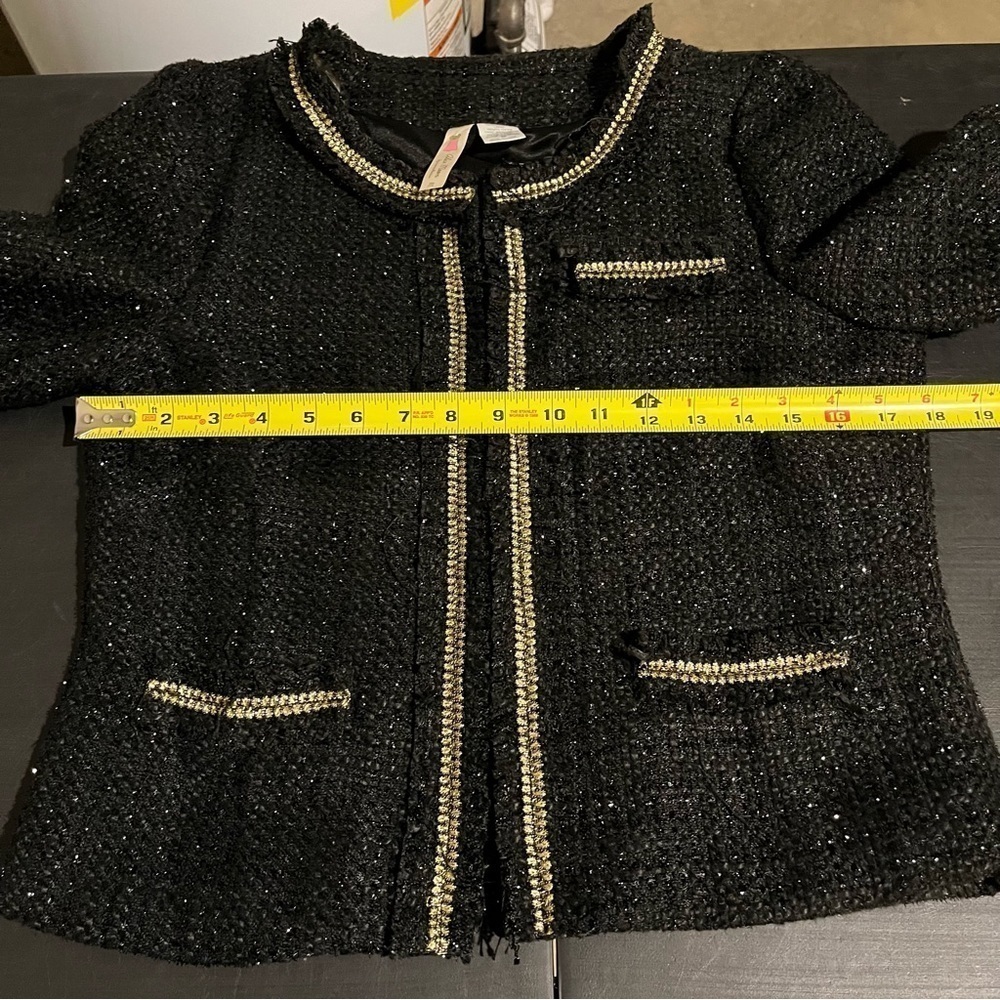 Alice Moon by Moon Collection Black Sparkle Tweed Blazer Jacket Size Medium - Picture 10 of 11